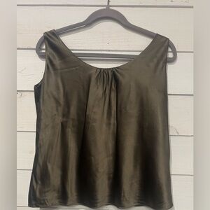 Kate Hill Green Silk Sleeveless Camisole Top size 12P